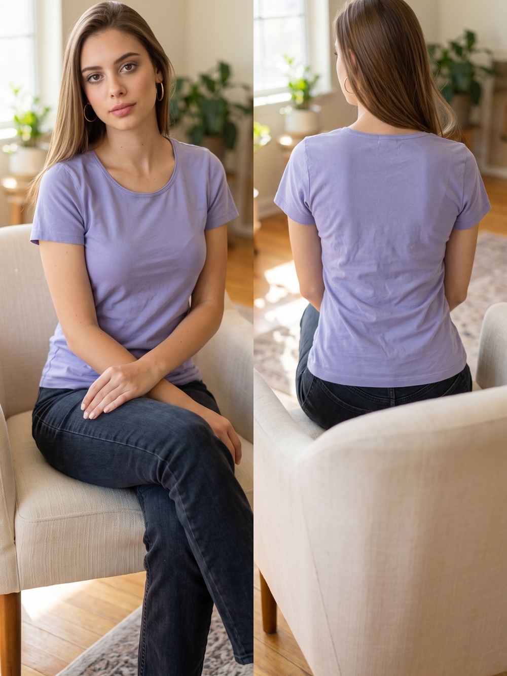 Karen Scott Youth/Women’s Lavender Purple Crewneck Short Sleeve T-Shirt Medium